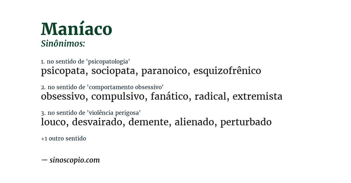 Sinônimo de maníaco