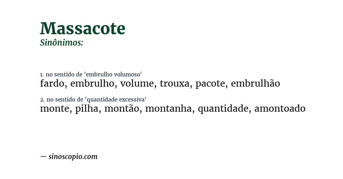 Sinônimo de massacote