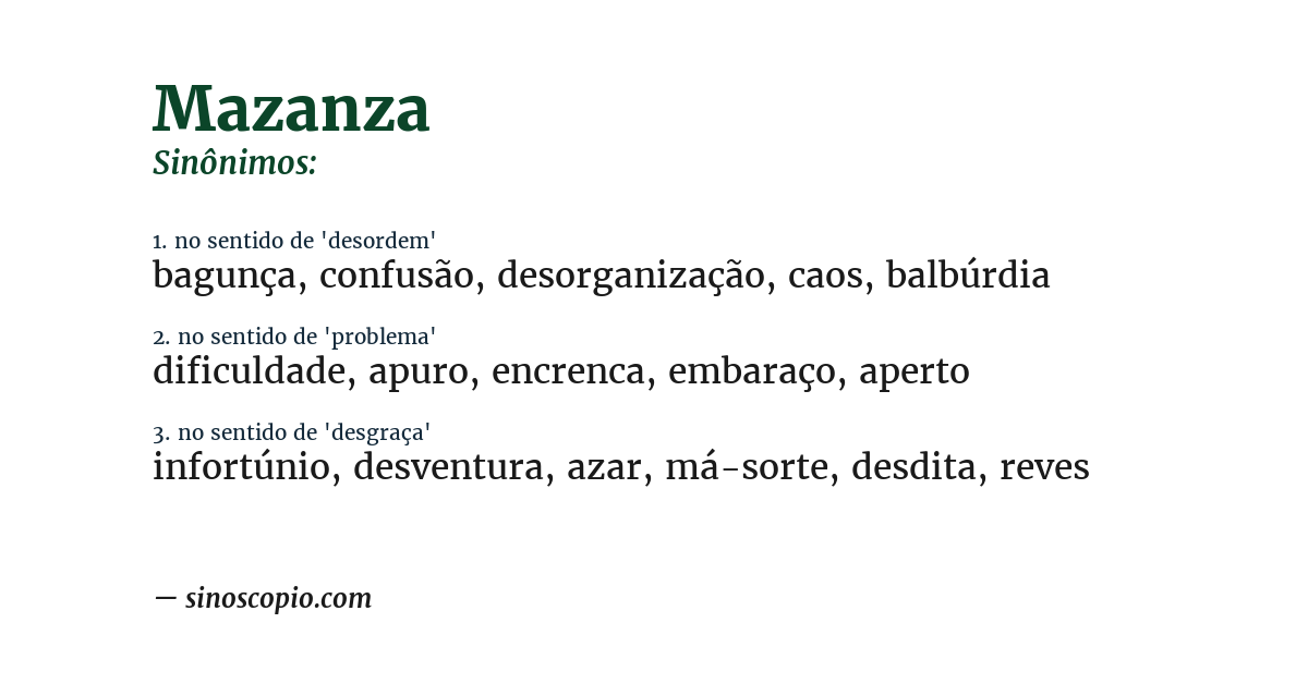 Sinônimo de mazanza