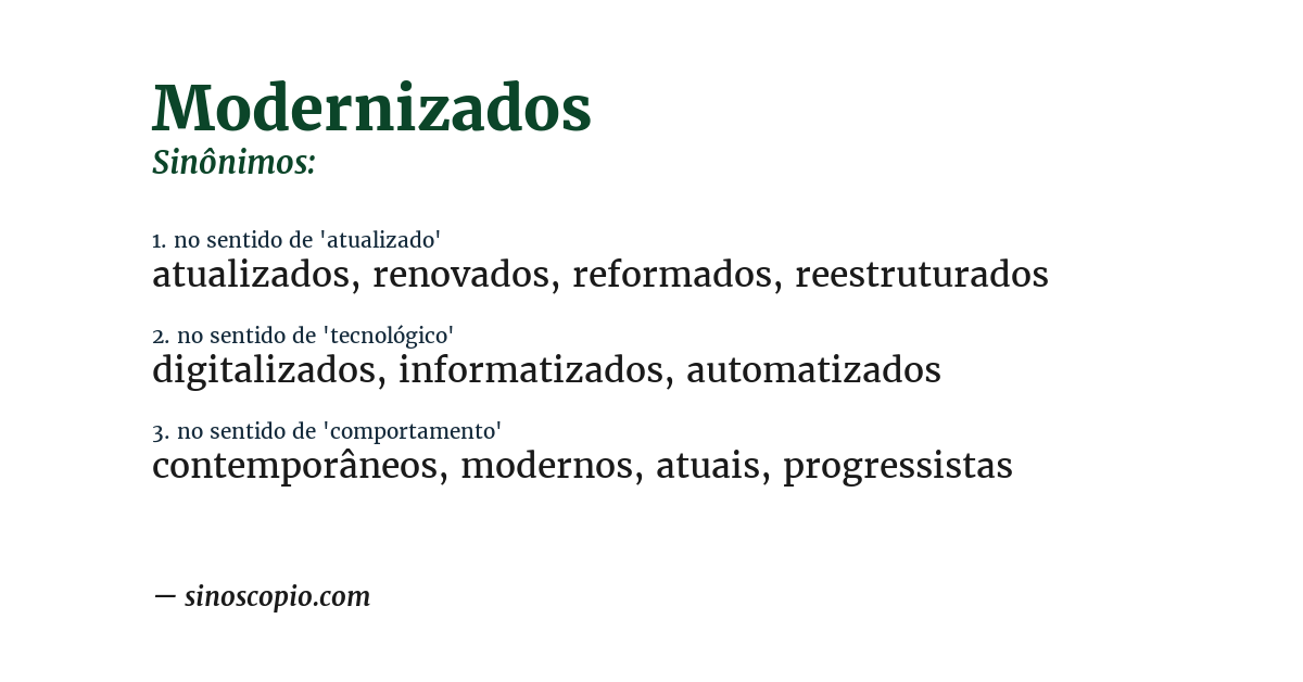 Sinônimo de modernizados