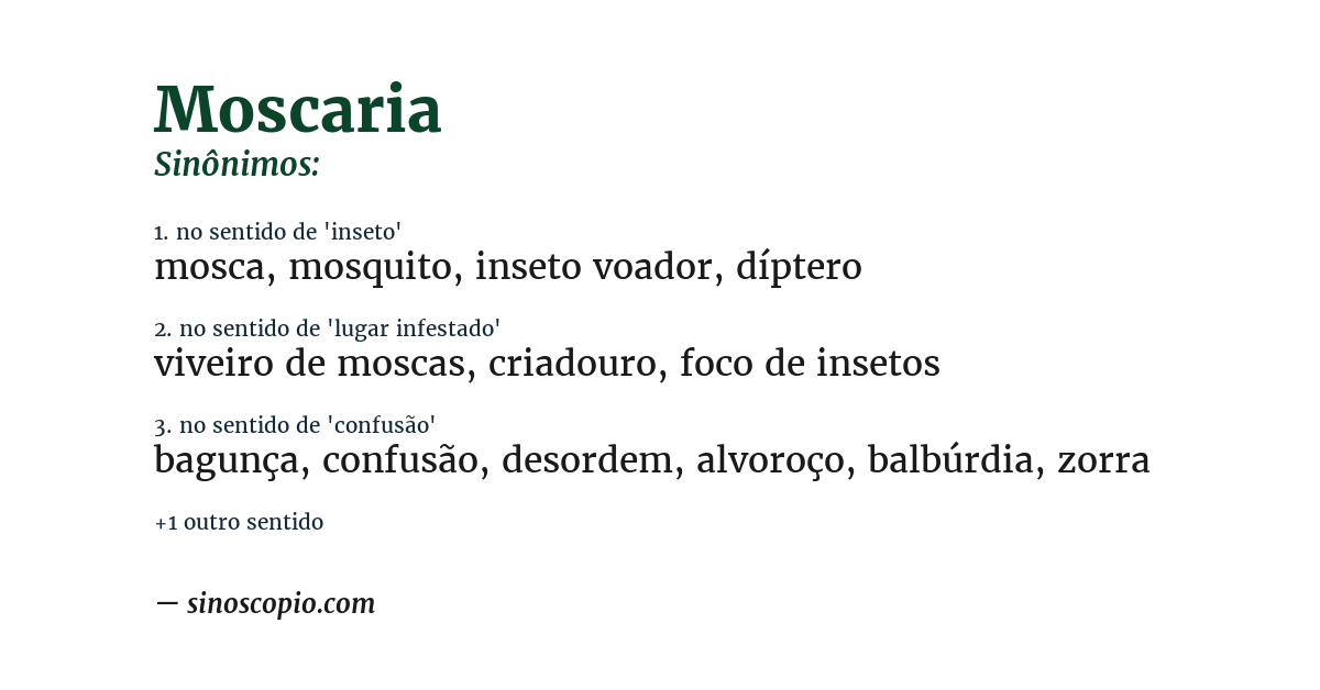 Sinônimo de moscaria