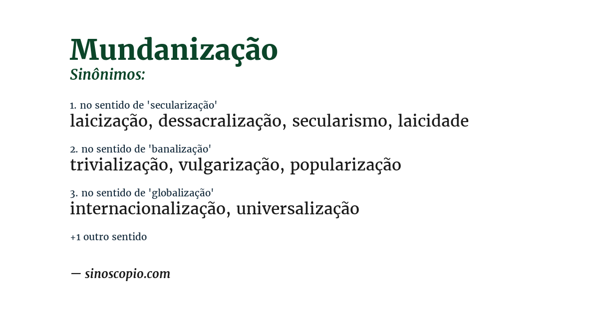 Sinônimo de mundanização