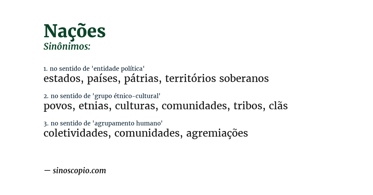 Sinônimo de nações