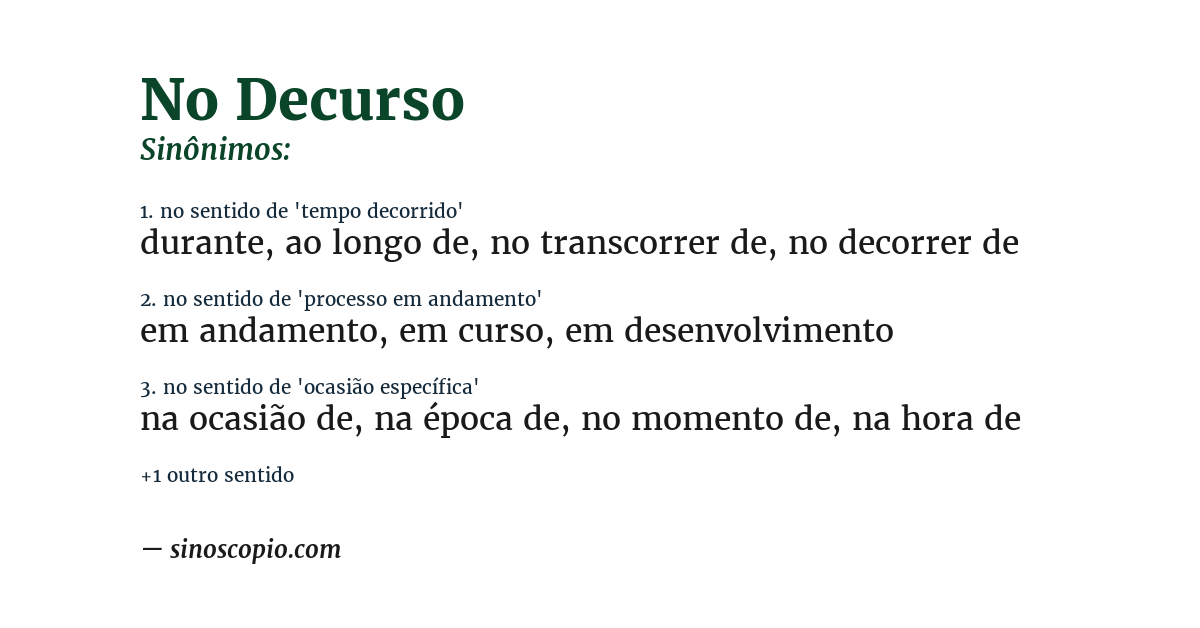 Sinônimo de no decurso