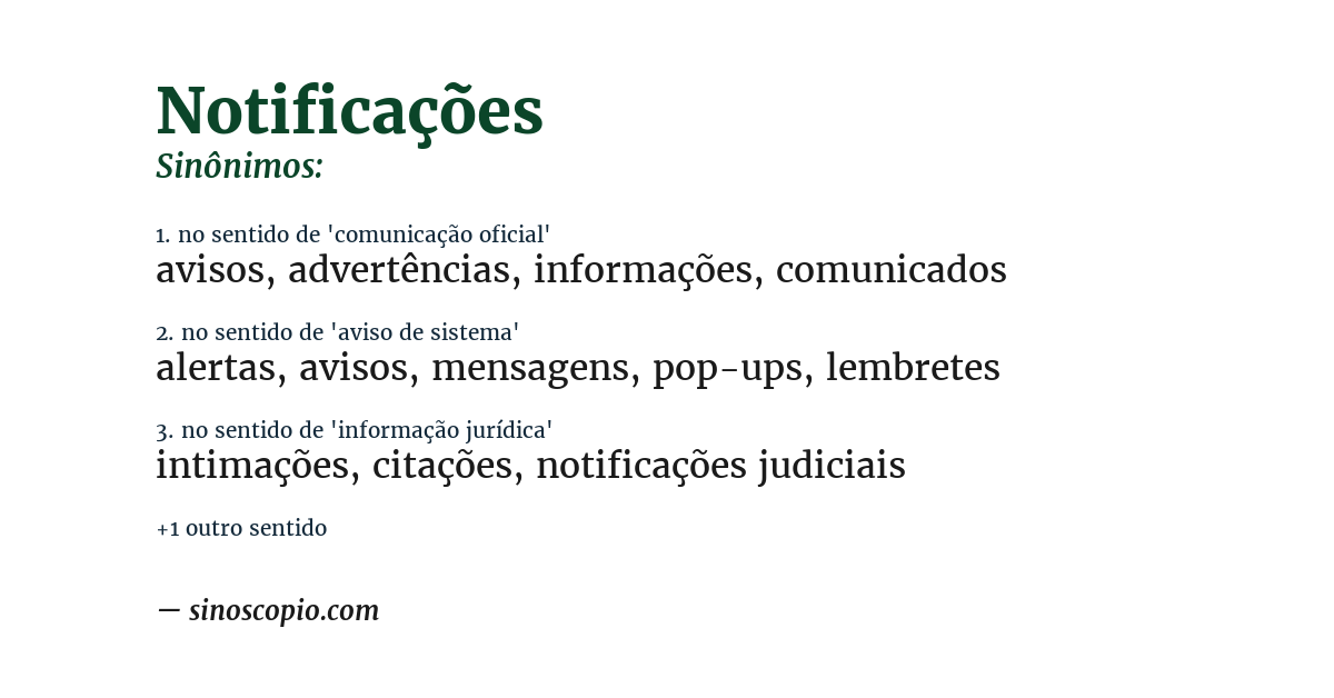 Sinônimo de notificações