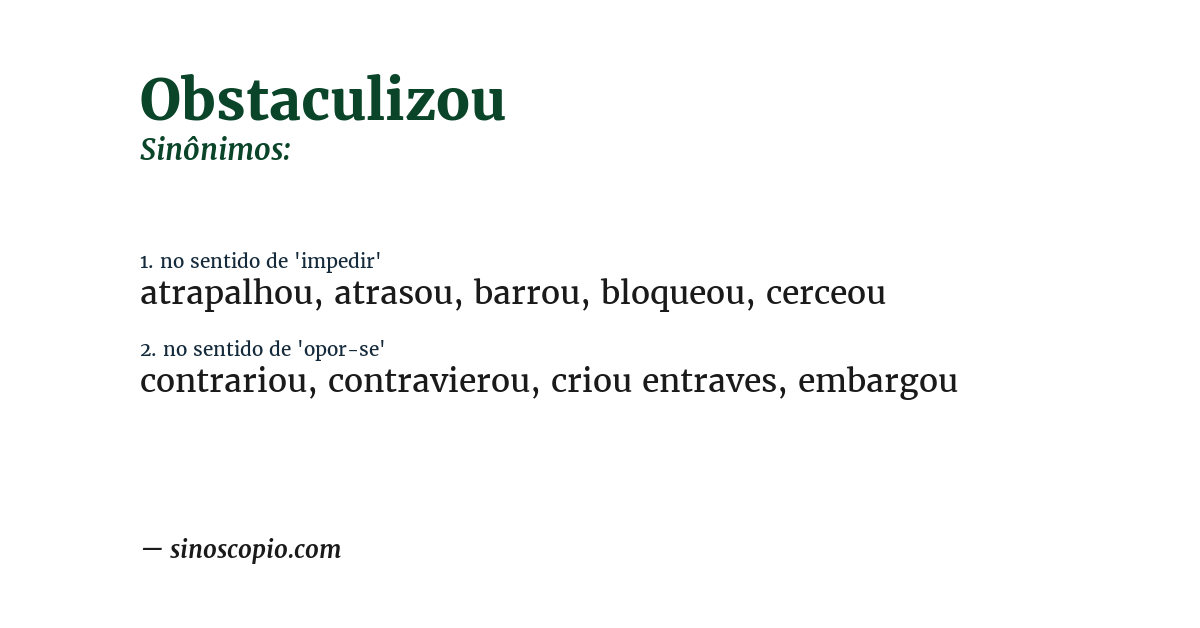 Sinônimo de obstaculizou