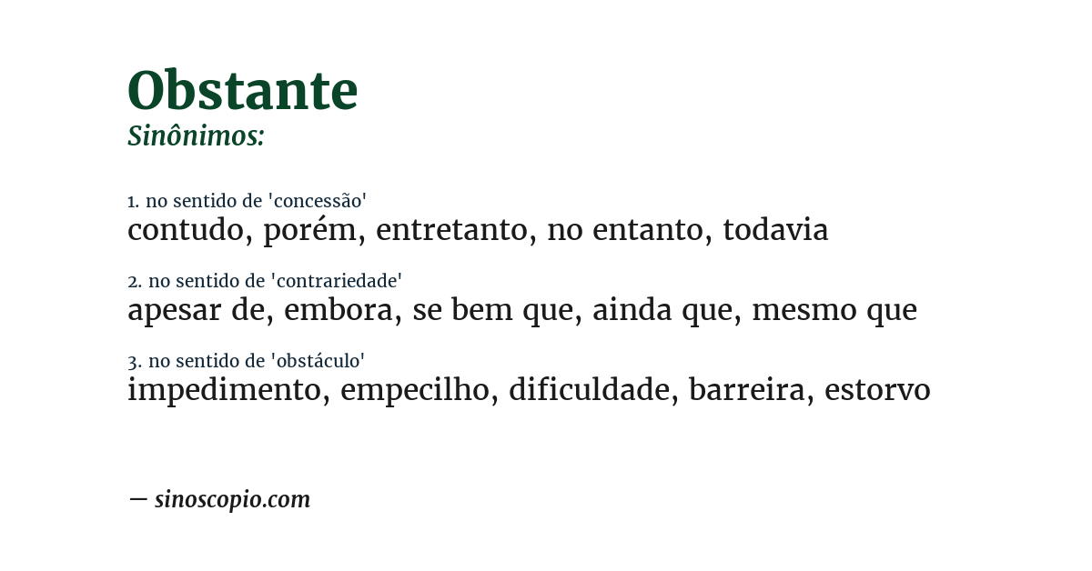 Sinônimo de obstante