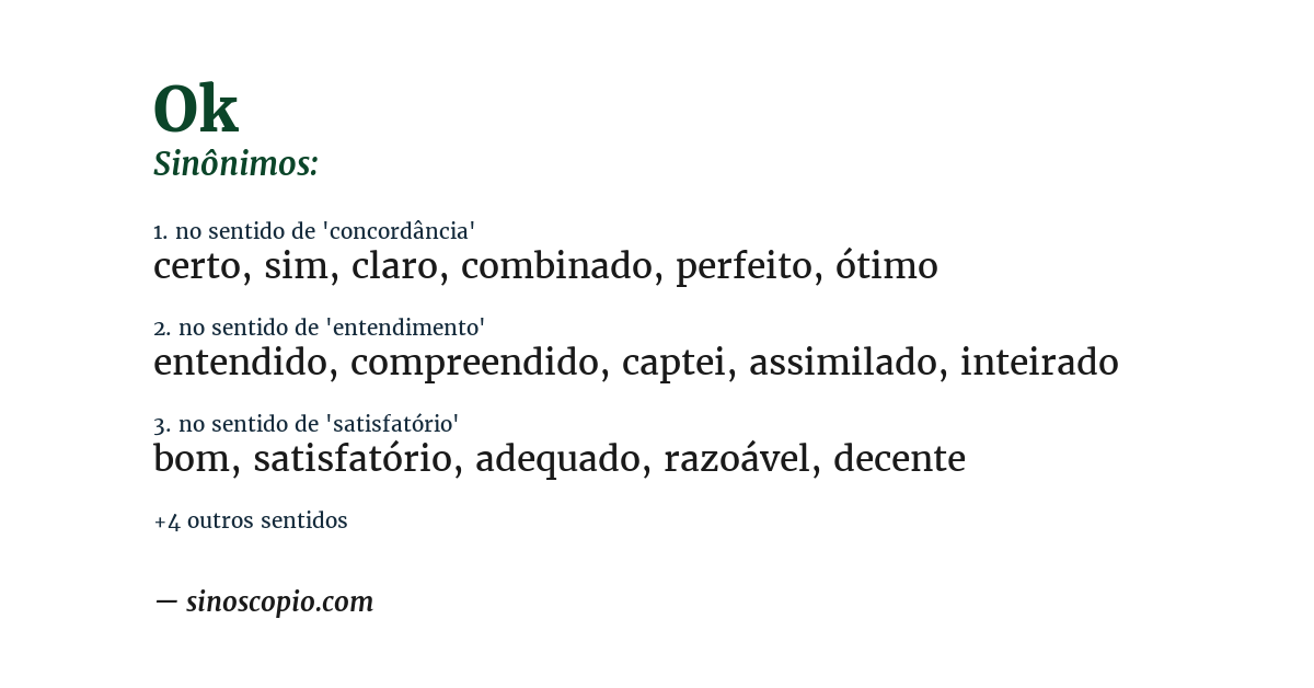 Sinônimo de ok