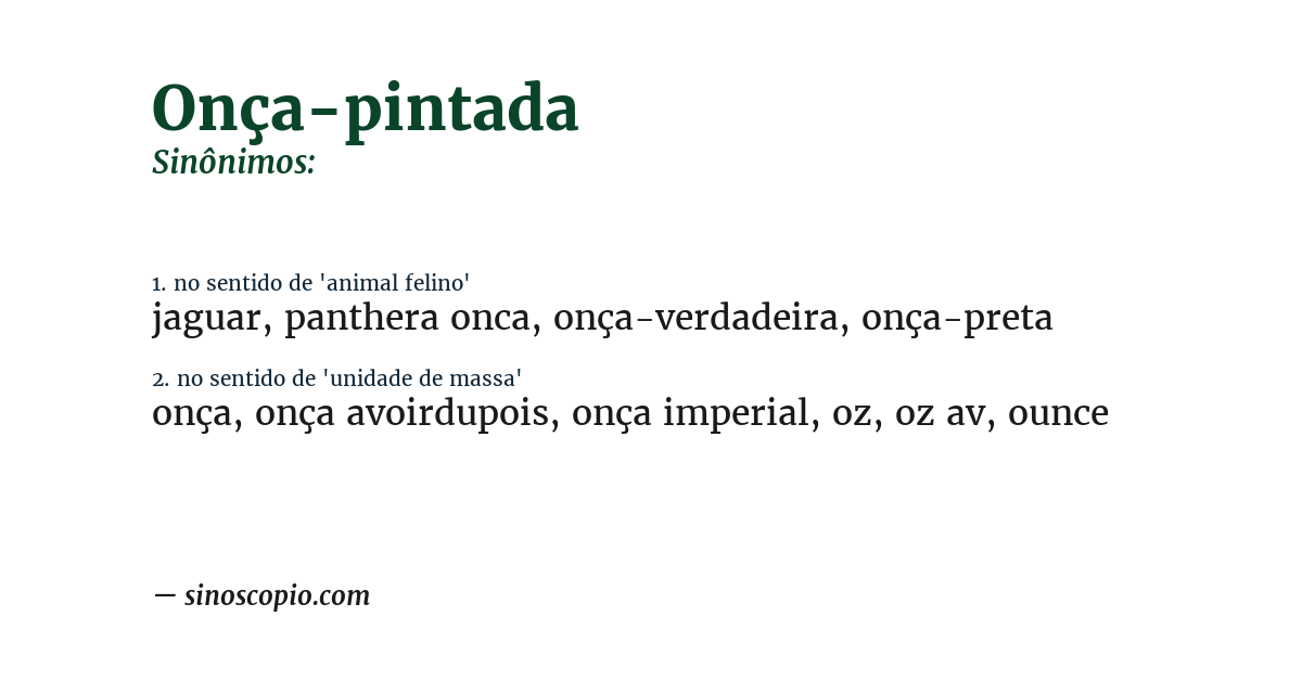 Sinônimo de onça-pintada