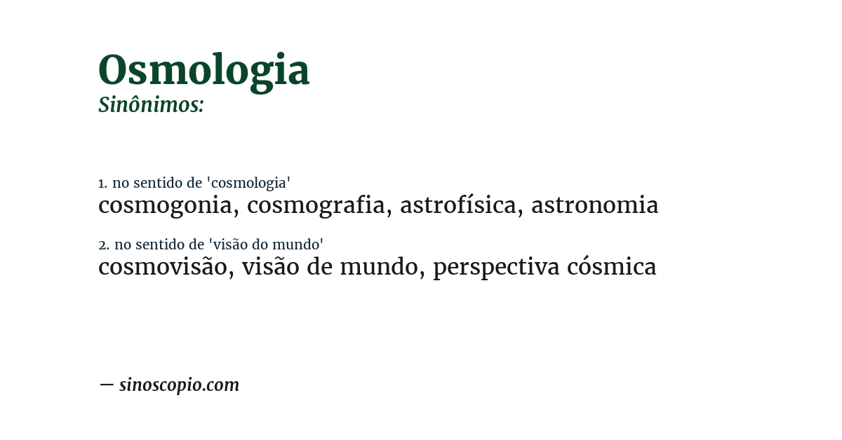 Sinônimo de osmologia