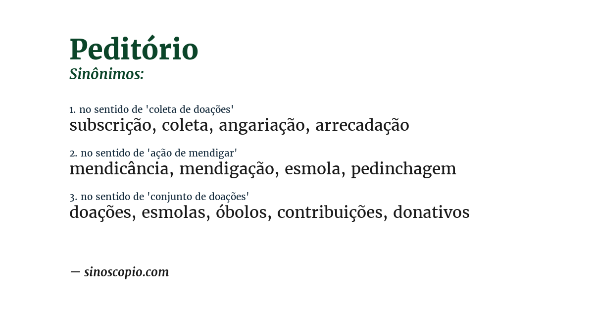 Sinônimo de peditório
