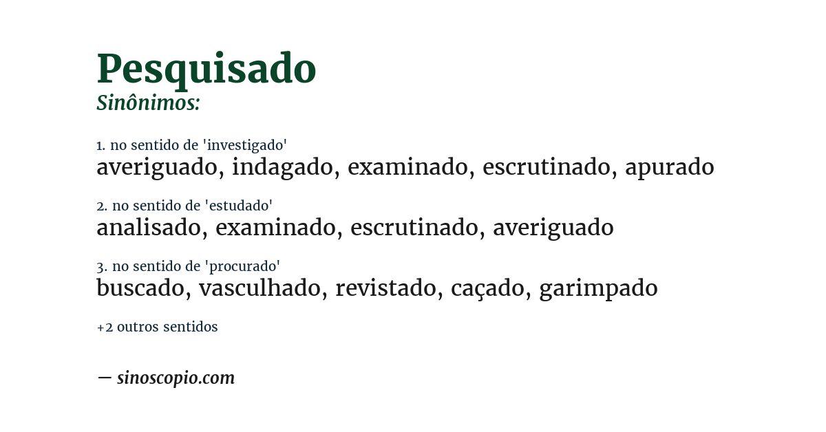 Sinônimo de pesquisado