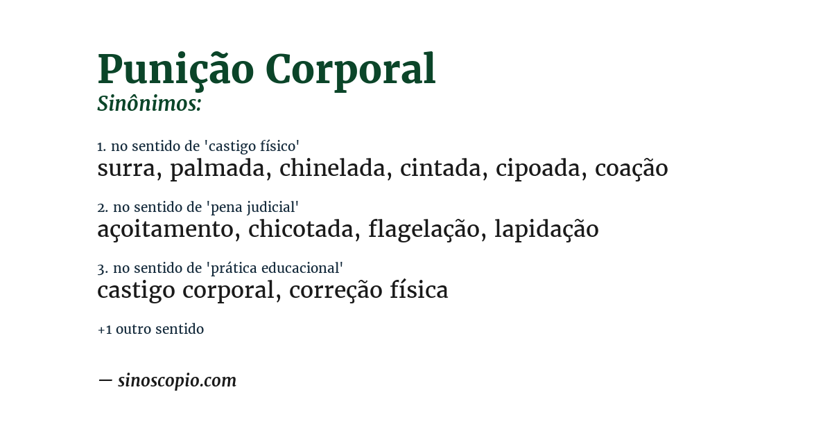 Sinônimo de punição corporal