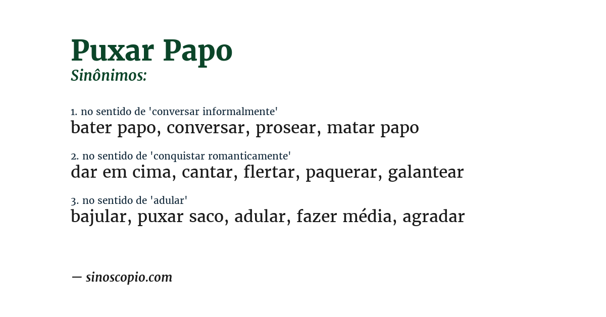 Sinônimo de puxar papo
