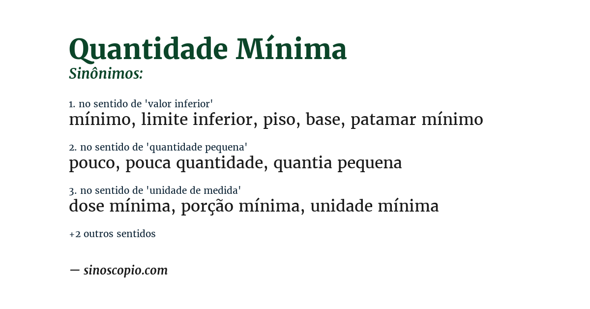 Sinônimo de quantidade mínima