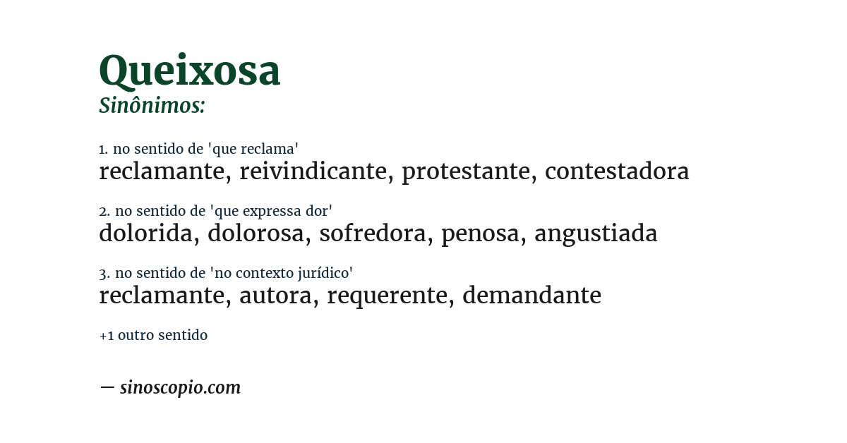Sinônimo de queixosa