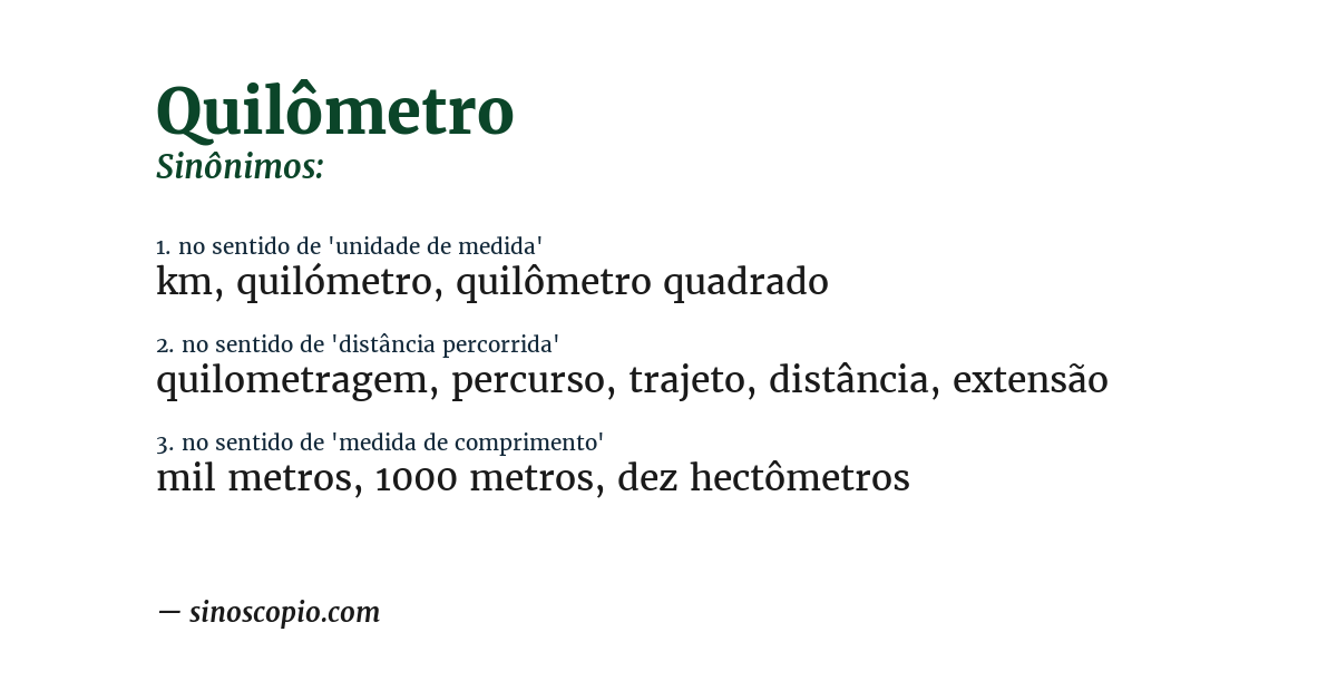 Sinônimo de quilômetro