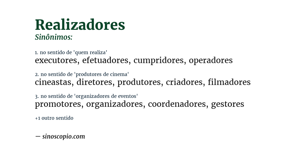 Sinônimo de realizadores