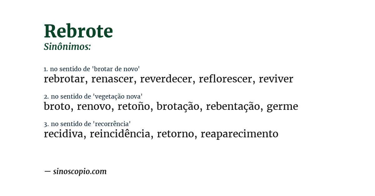 Sinônimo de rebrote