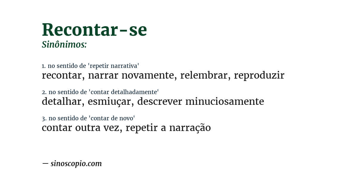 Sinônimo de recontar-se