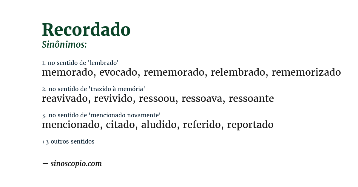 Sinônimo de recordado
