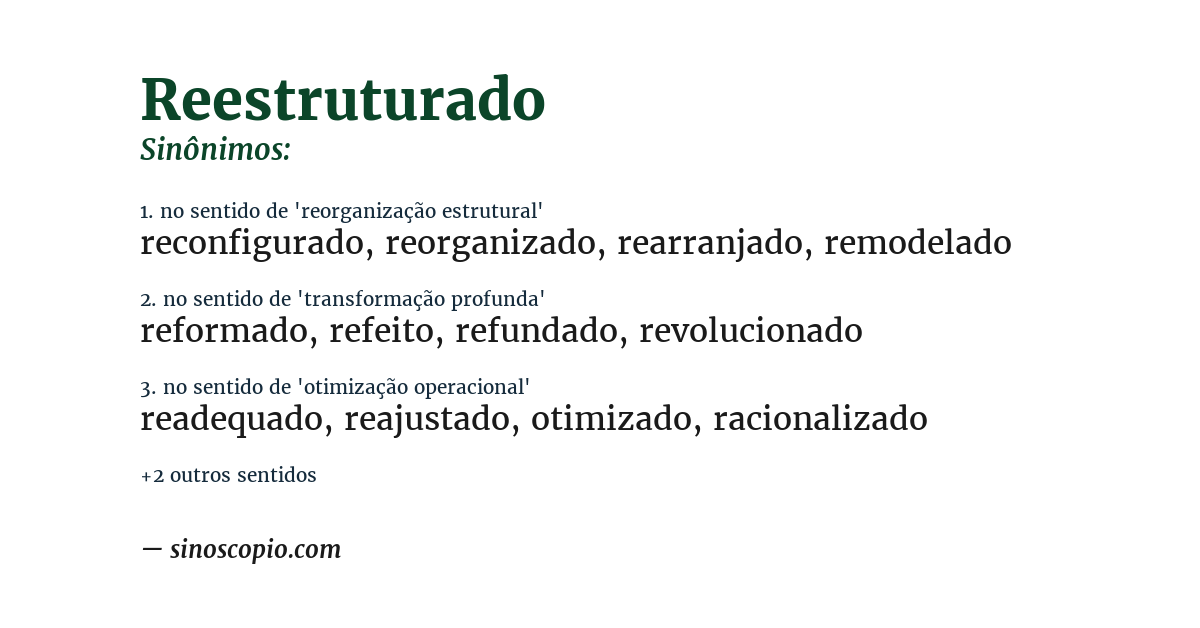 Sinônimo de reestruturado
