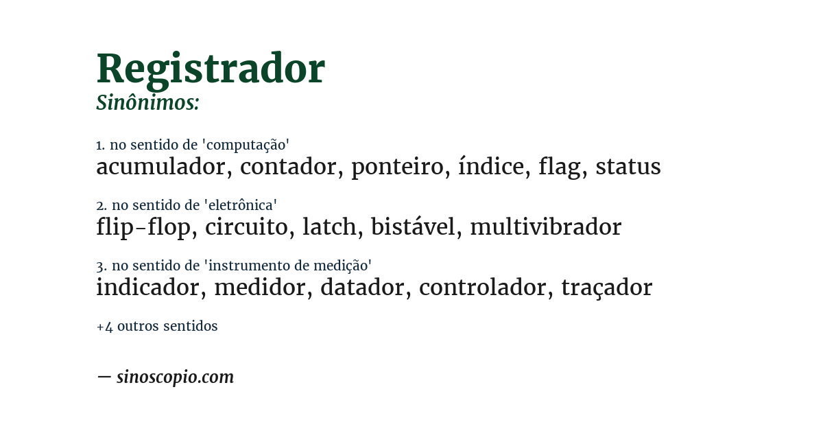 Sinônimo de registrador