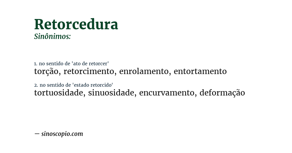 Sinônimo de retorcedura