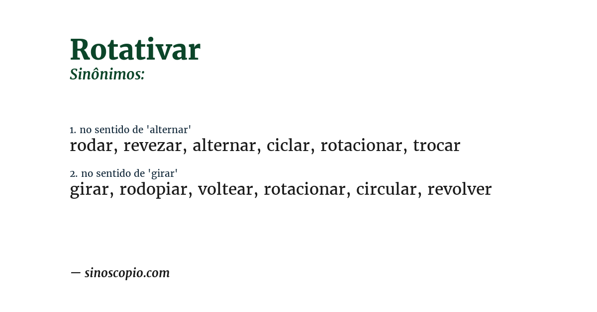 Sinônimo de rotativar