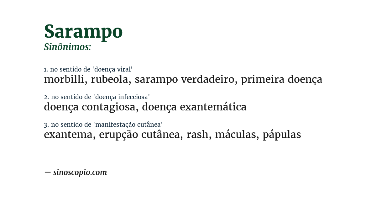 Sinônimo de sarampo