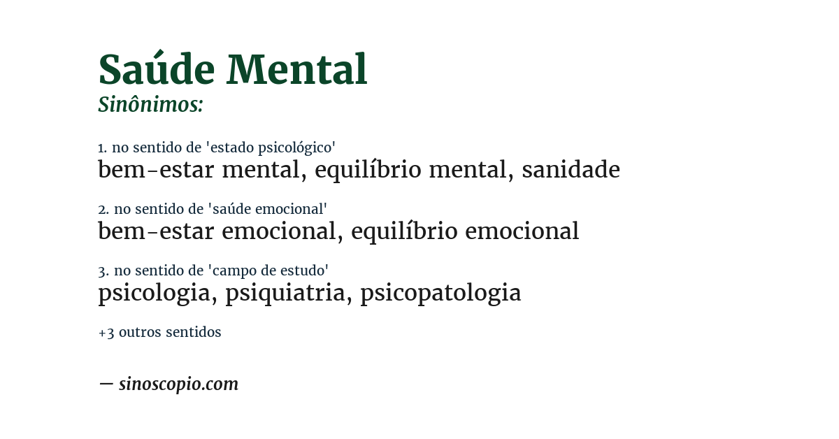 Sinônimo de saúde mental