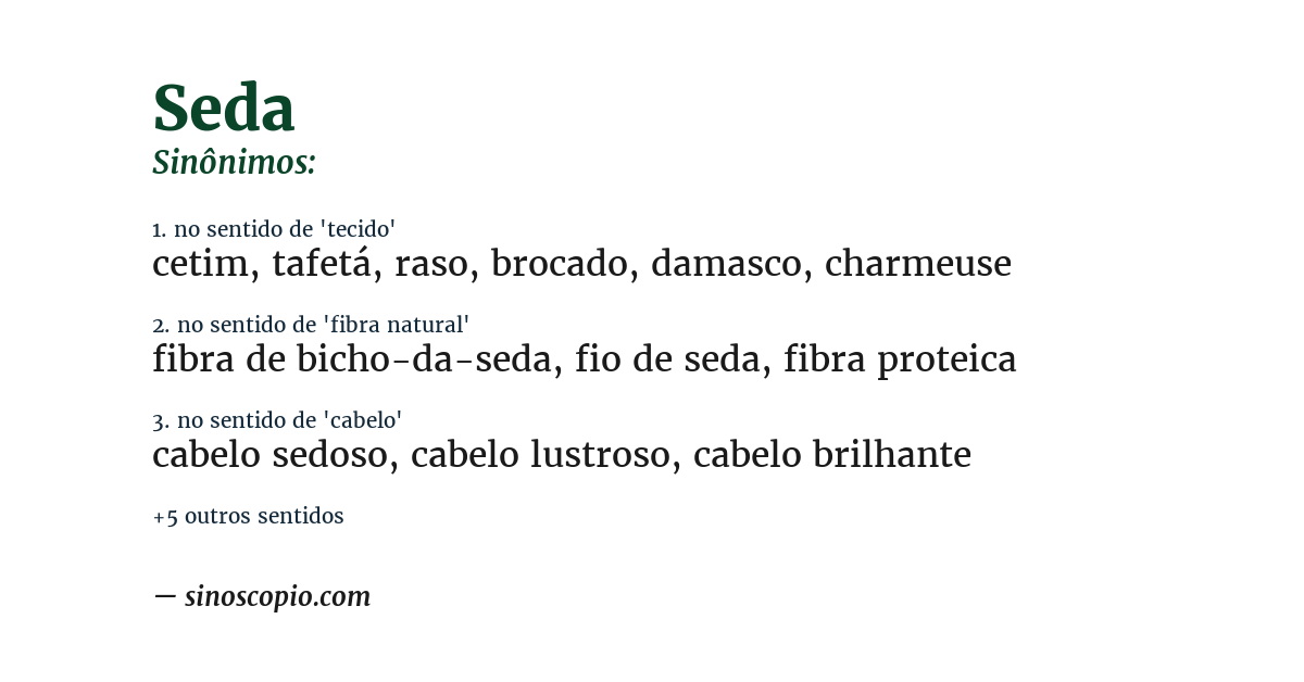 Sinônimo de seda