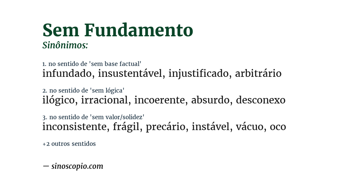 Sinônimo de sem fundamento