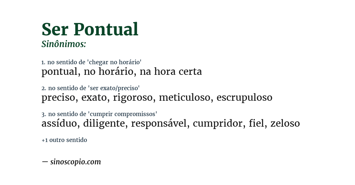 Sinônimo de ser pontual