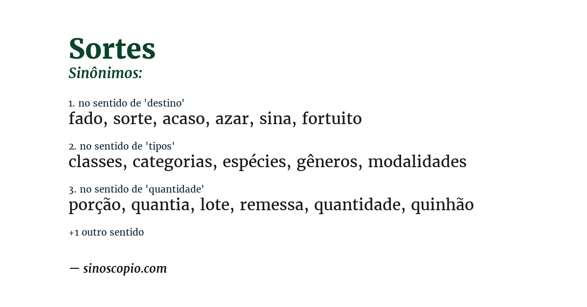 Sinônimo de sortes