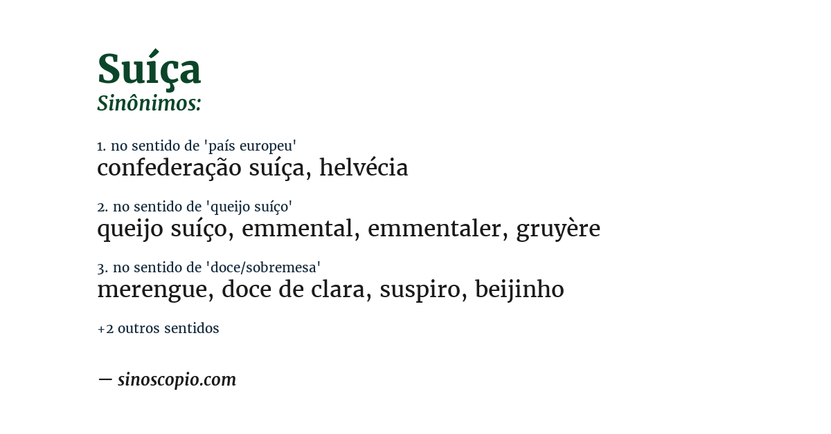 Sinônimo de suíça