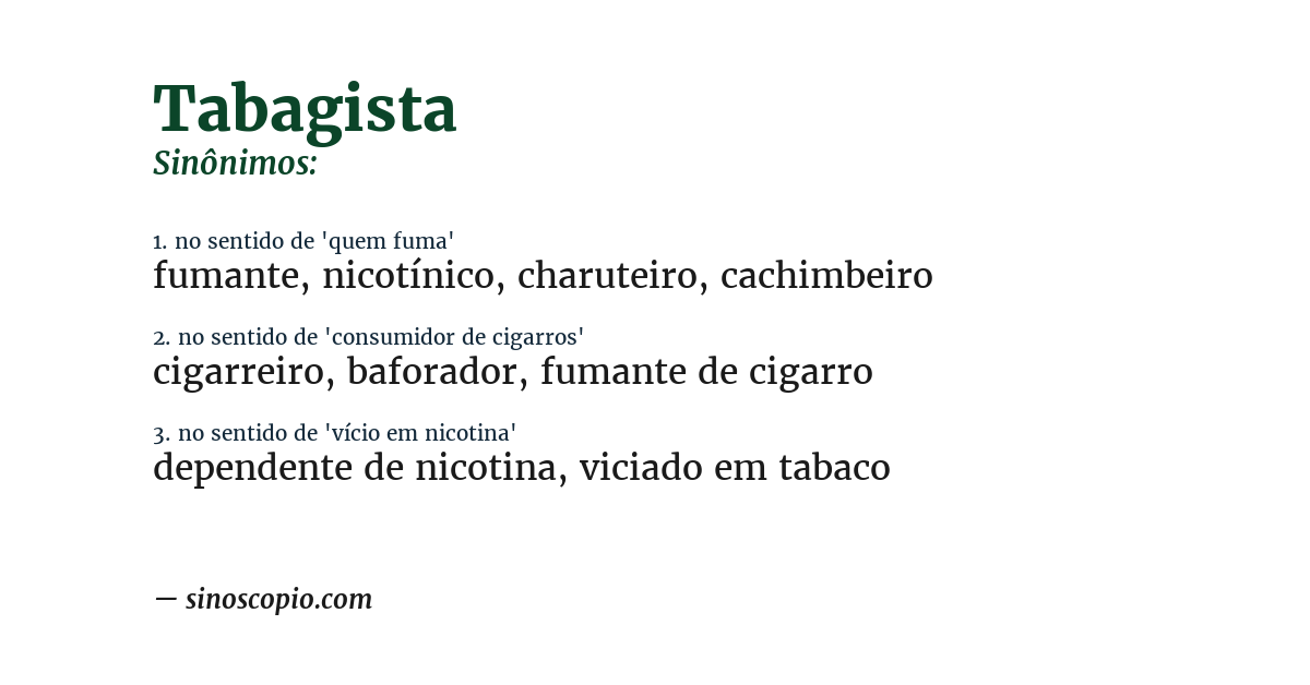 Sinônimo de tabagista