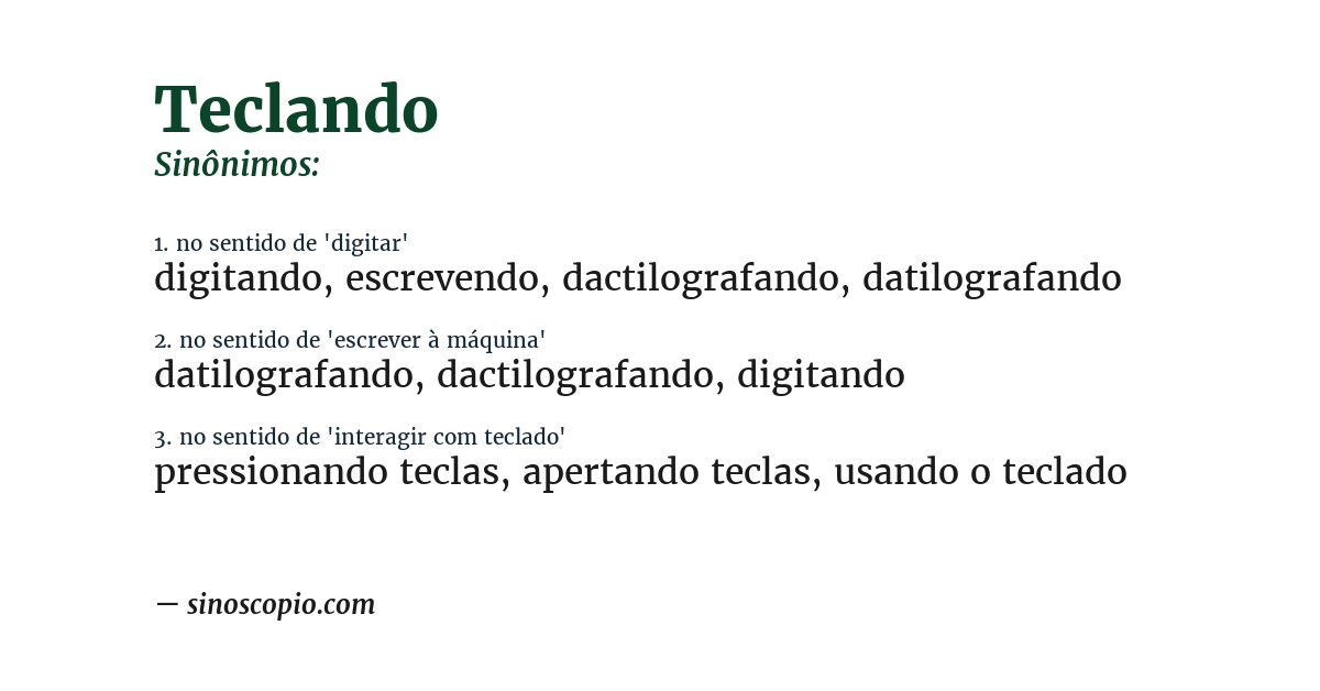 Sinônimo de teclando