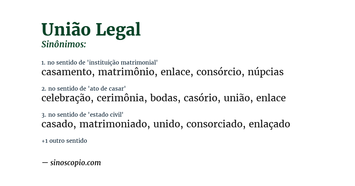 Sinônimo de união legal