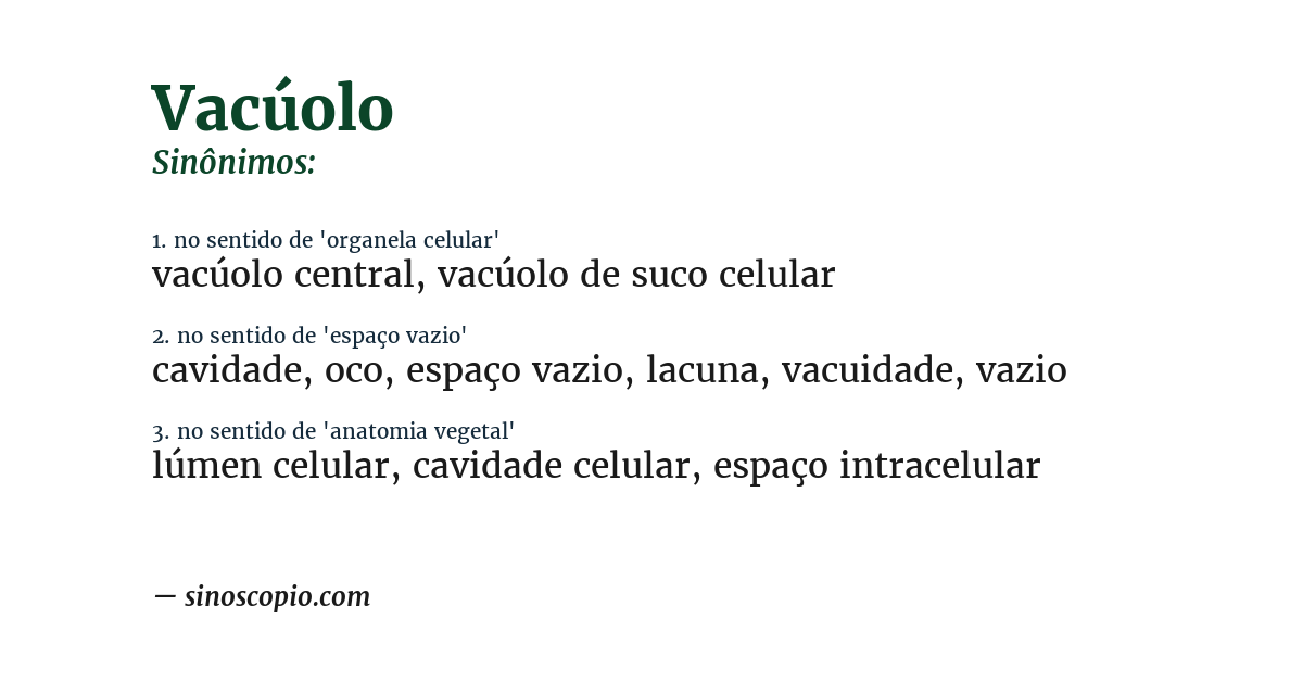 Sinônimo de vacúolo
