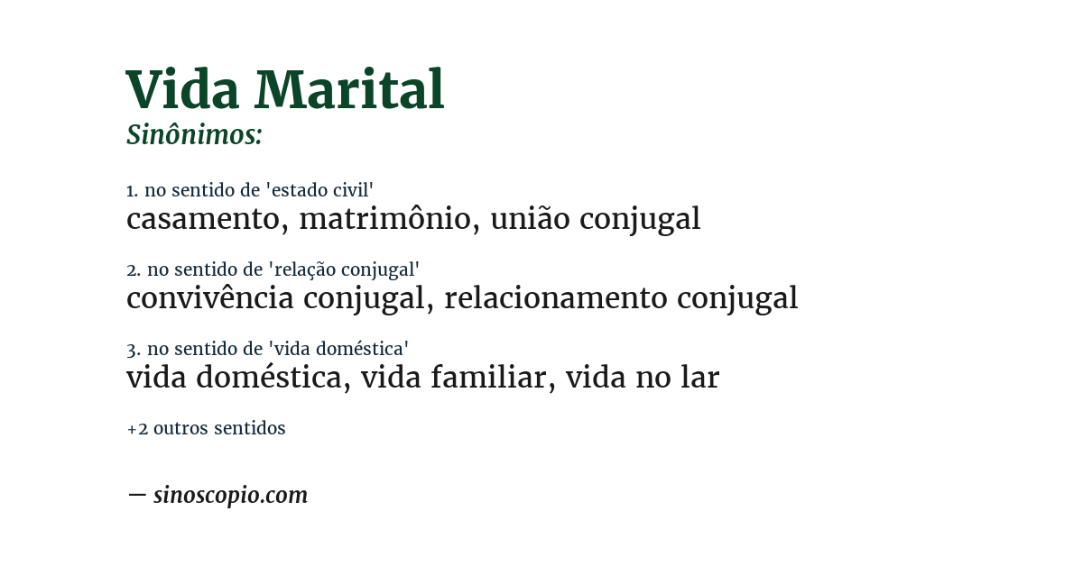 Sinônimo de vida marital