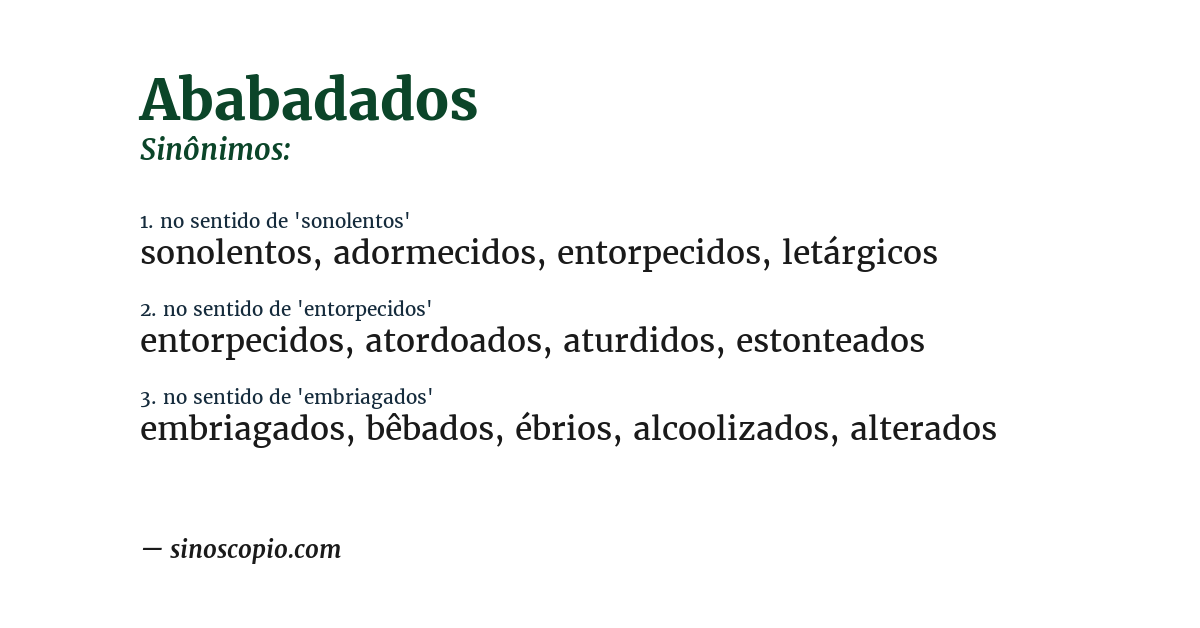 Sinônimo de ababadados