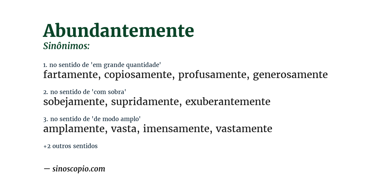 Sinônimo de abundantemente