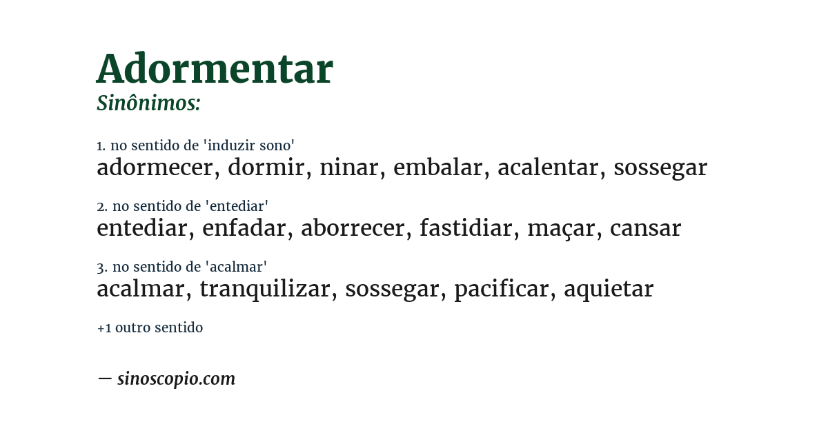 Sinônimo de adormentar