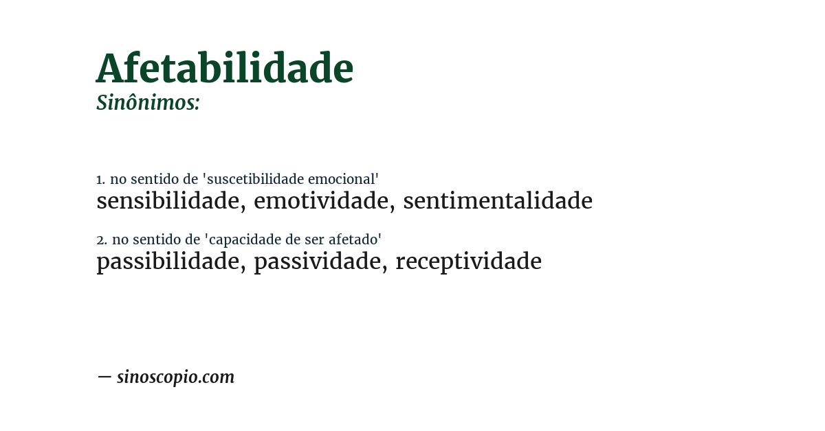 Sinônimo de afetabilidade