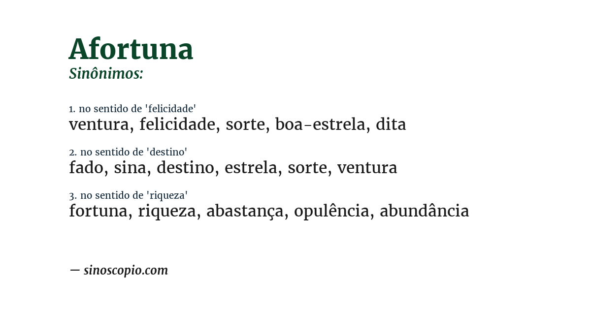 Sinônimo de afortuna