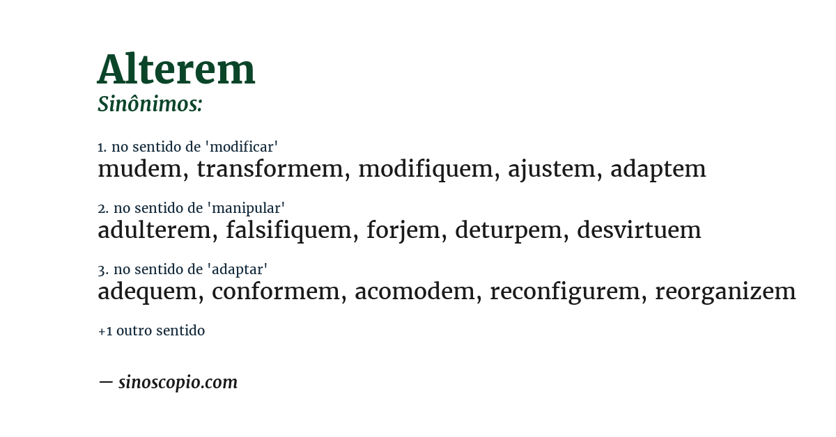 Sinônimo de alterem