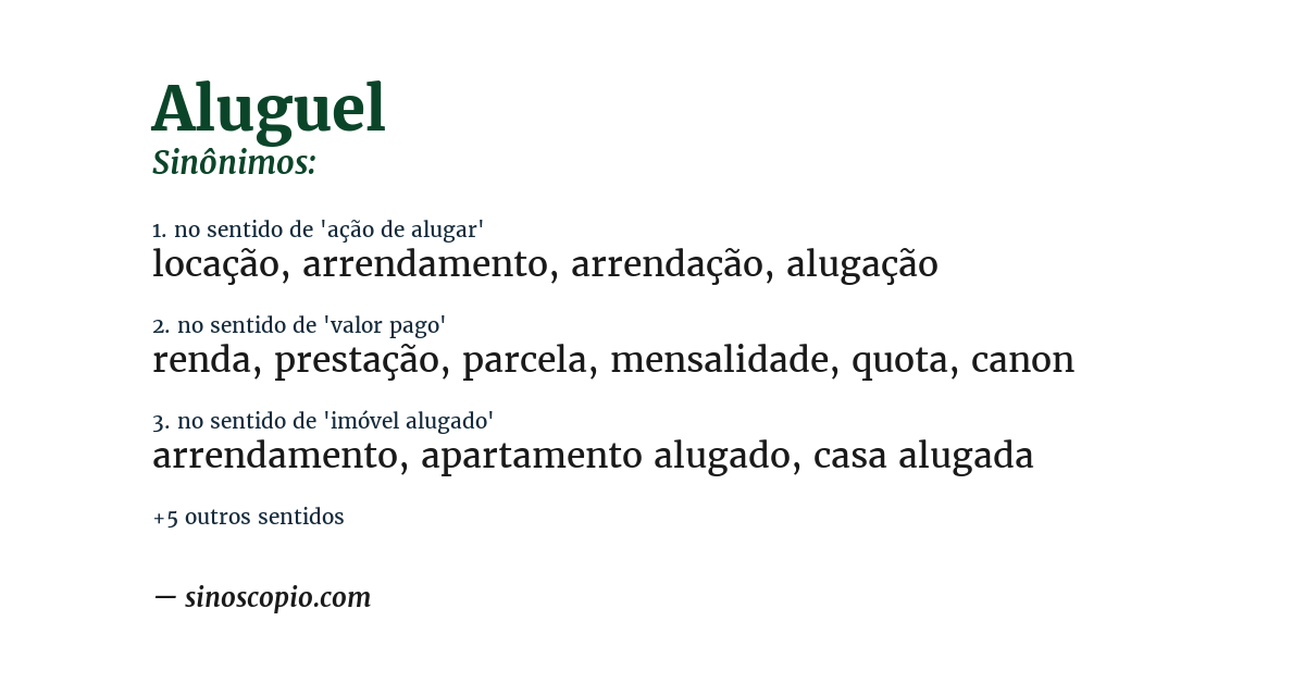 Sinônimo de aluguel