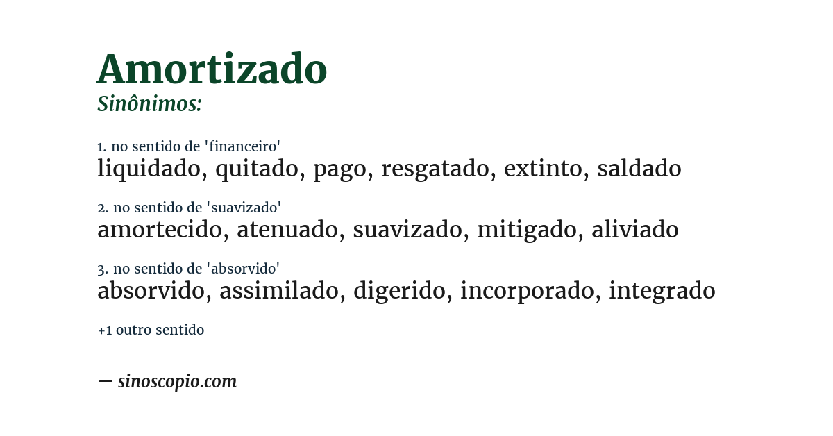 Sinônimo de amortizado