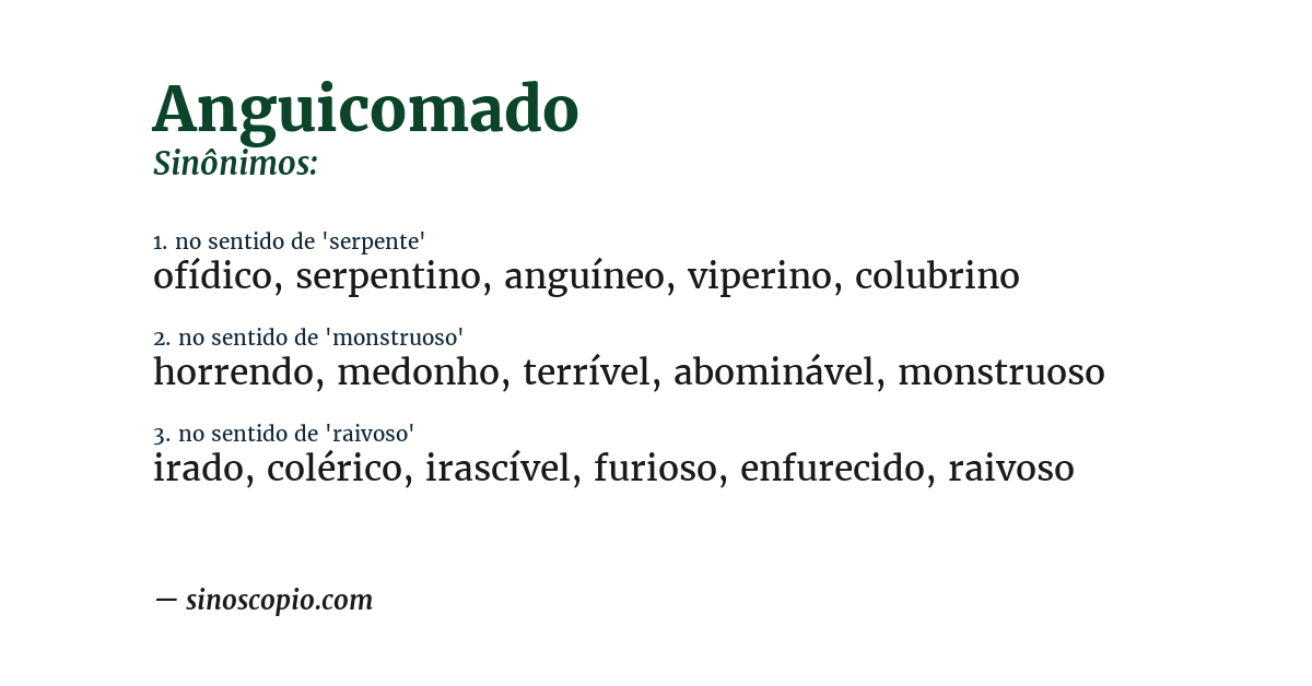 Sinônimo de anguicomado